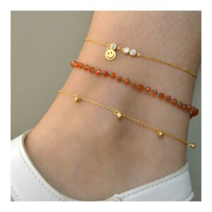 Tobillera plata 925 mini charm smile y circonitas foto Tobillera plata 925 mini charm smile y circonitas foto