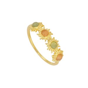 Anillo plata 4 mini soles opalo naranja y verde