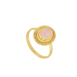 Anillo plata piedra calcedonia rosa - Flower