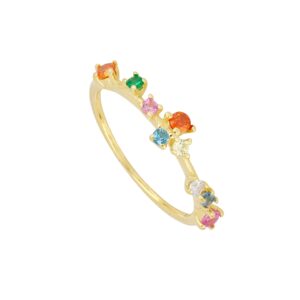 Anillos plata circonitas multicolores 3mm - Ohana