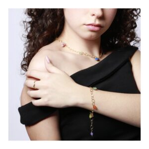 Collar eslabones ovalados plata con minerales - Zara modelo 3