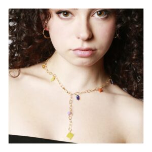 Collar eslabones ovalados plata con minerales - Zara modelo
