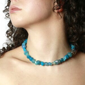 Collar piedra Agatha azul y plata 925 foto 2 Collar piedra Agatha azul y plata 925 foto 2