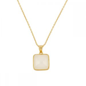 Collar plata charm cuadrado cristal blanco 14mm