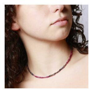 Collar plata piedras rubi y zafiro 4mm
