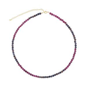 Collar plata piedras rubi y zafiro 4mm bañada oro Collar plata piedras rubi y zafiro 4mm bañada oro