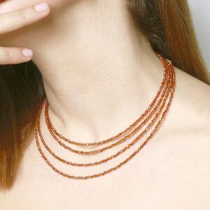 Gargantilla de Hesonita 2mm plata ley modelo Gargantilla de Hesonita 2mm plata ley modelo