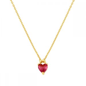 Gargantilla plata corazon circonita rojo 5x5mm Apple