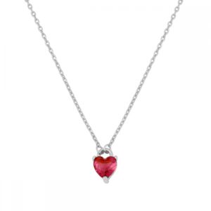 Gargantilla plata corazon circonita rojo 5x5mm Apple rodiada Gargantilla plata corazon circonita rojo 5x5mm Apple rodiada