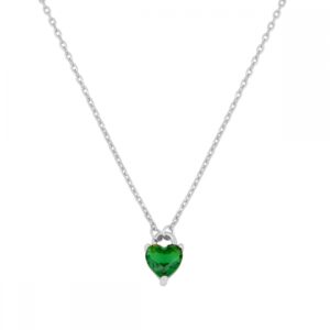 Gargantilla plata corazon circonita verde 5x5mm Apple rodiada