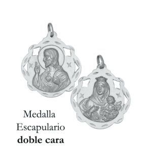 Medalla plata escapulario redondo calado 20x23mm