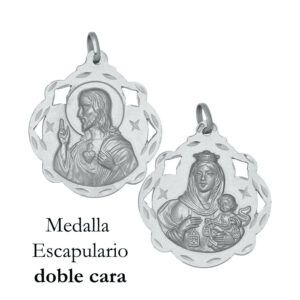 Medalla plata escapulario redondo calado 25x28mm
