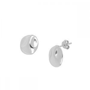 Pendiente plata redonda plana 11mm - Touus rodiada