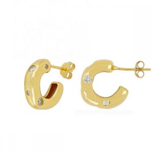 Pendientes aro plata con circonitas Hekkin 4x14mm