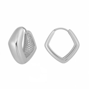 Pendientes aros pentagono plata Zeku 13x5mm foto 2