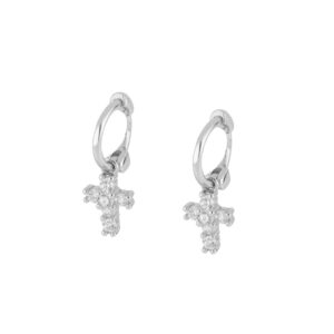 Pendientes aros plata 925 cruz cironitas rodida Pendientes aros plata 925 cruz cironitas rodida