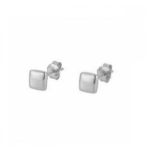 Pendientes basicos plata cuadrado liso 5x5mm rodiada