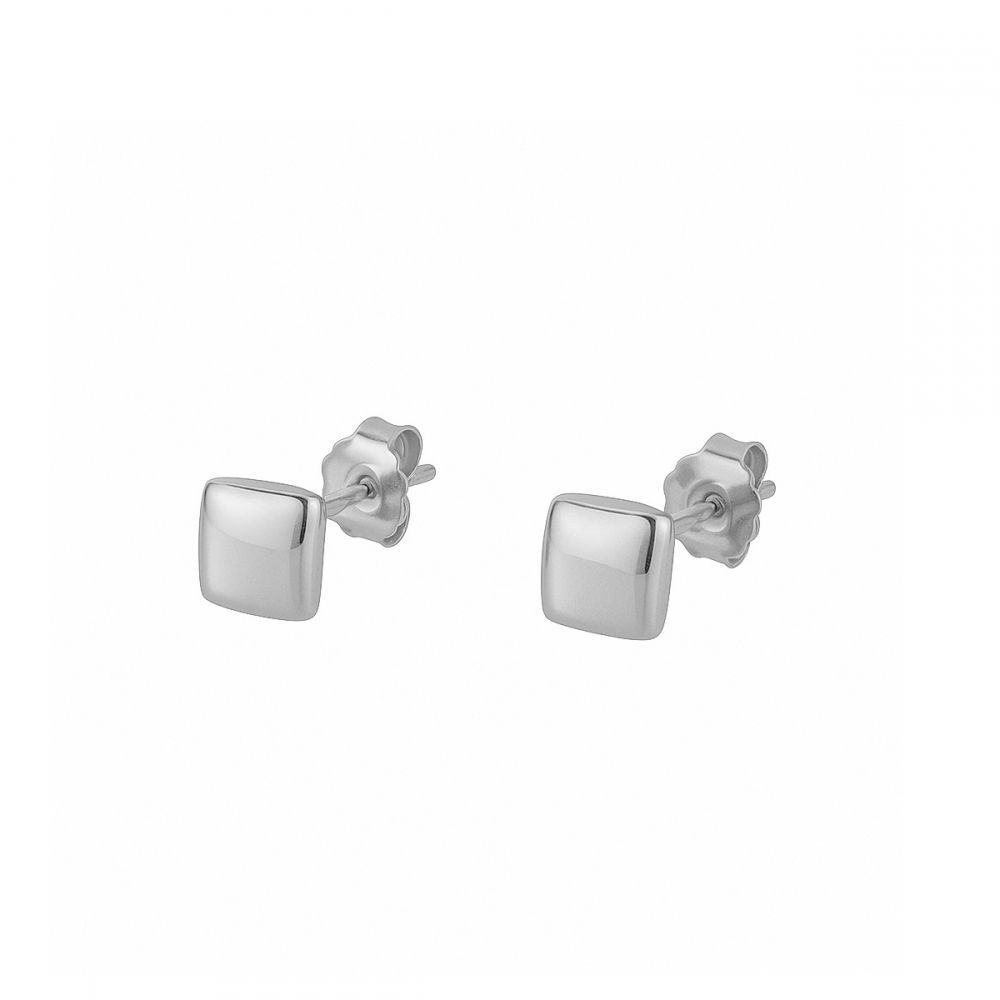 Pendientes basico plata cuadrado liso 5x5mm Pendientes basicos plata cuadrado liso 5x5mm rodiada