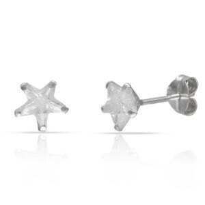 Pendientes estrella plata y circonitas - 6mm