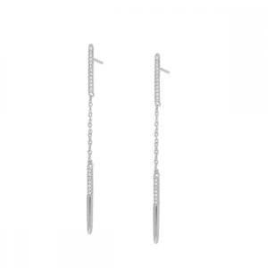 Pendientes lagos 70mm plata barras con circonitas rodiada Pendientes lagos 70mm plata barras con circonitas rodiada