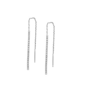 Pendientes largos plata cadena con circonitas 80mm rodiada