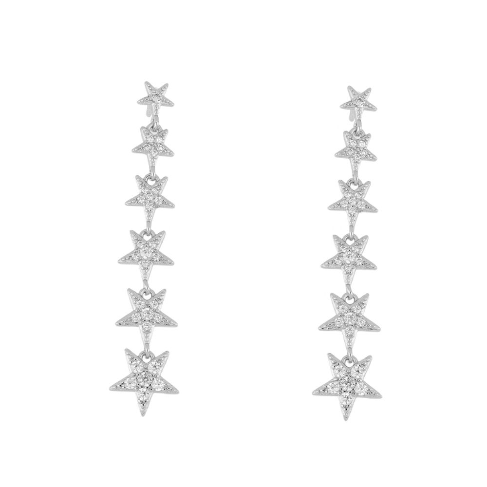 Pendientes largos plata estrellas y circonitas 45mm Pendientes largos plata estrellas y circonitas 45mm rodaida