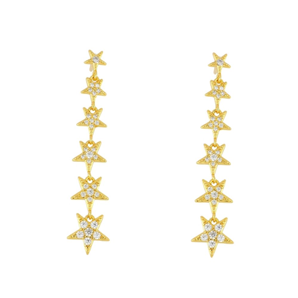 Pendientes largos plata estrellas y circonitas 45mm Pendientes largos plata estrellas y circonitas 45mm