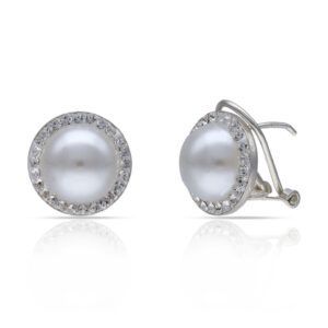 Pendientes plata perlas y cerco cironitas 13mm - Ritual