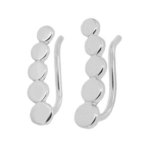Pendientes trepadores plata linea 5 circulos rodiada