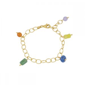 Pulsera eslabones ovalados plata con minerales - Zara