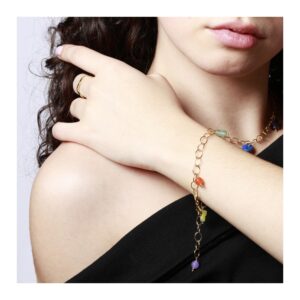 Pulsera eslabones ovalados plata con minerales – Zara foto Pulsera eslabones ovalados plata con minerales - Zara foto