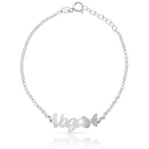 Pulsera personaliza plata nombre y mariposa