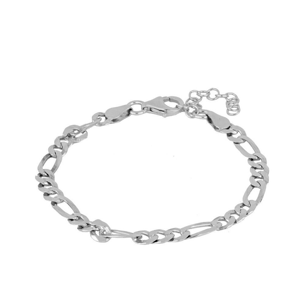 Pulsera plata eslabon combinada 3.7mm Springfild Pulsera plata eslabon combinada 3.7mm Springfild rodiada