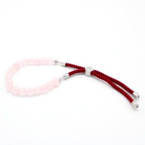 pulsera de hilo con cuentas de cuarzo rosa