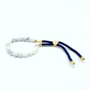 pulsera de hilo cin cuentas de khaulita blanca