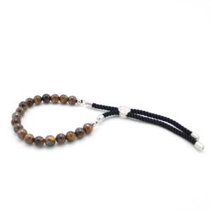pulsera de hilo con cuentas de ojo de tigre marrón