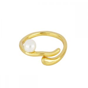 Anillo abierto perla lateral en plata - Alhira