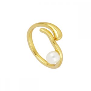 Anillo abierto perla lateral en plata – Alhira bañada oro Anillo abierto perla lateral en plata - Alhira bañada oro