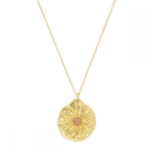 Collar Origins plata colgante sol Opalo 15mm bañada oro