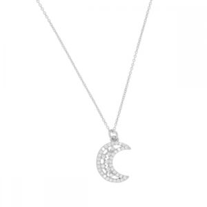 Collar charm luna circonitas en plata MoonFire rodiada