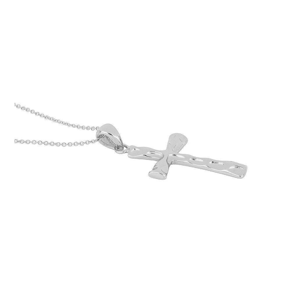 Collar colgante Cruz Martele en plata 925 Collar colgante Cruz Martele en plata 925 rodiada tumbada