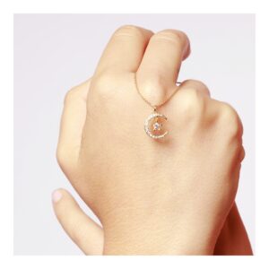 Gargantilla plata charm luna y estrella circonitas foto