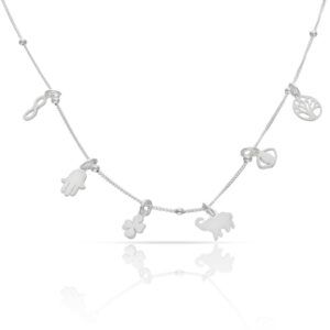 Gargantilla plata mini charms suerte esmaltados