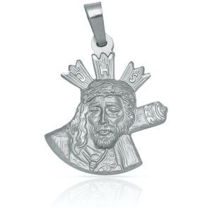 Medalla plata ley silueta Cristo 25x33mm