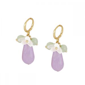 Pendiente aro plata y piedras Floral ( 3 variaciones) violeta Pendiente aro plata y piedras Floral ( 3 variaciones) violeta