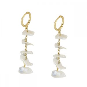 Pendientes 5 perlas irregulares plata 55mm
