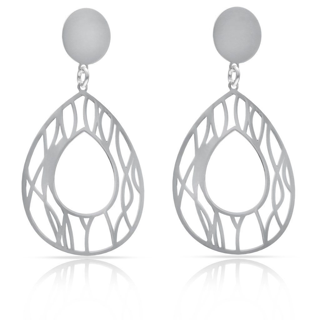 Pendientes largos Tear plata calado 23x46mm Pendientes largos Tear plata calado 23x46mm