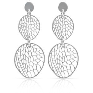 Pendientes largos oval plata calados 18x40mm