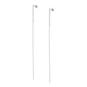 Pendientes largos plata cadana y bolitas - Tyler rodiada
