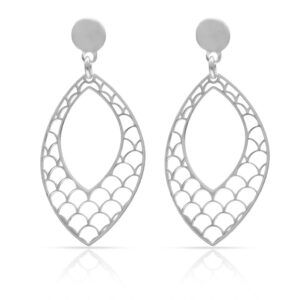 Pendientes largos plata gota calada 19x38mm